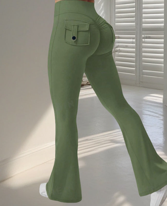Yoga Fitness Flared Pants With Pockets Ins Fashion Slim High Waist