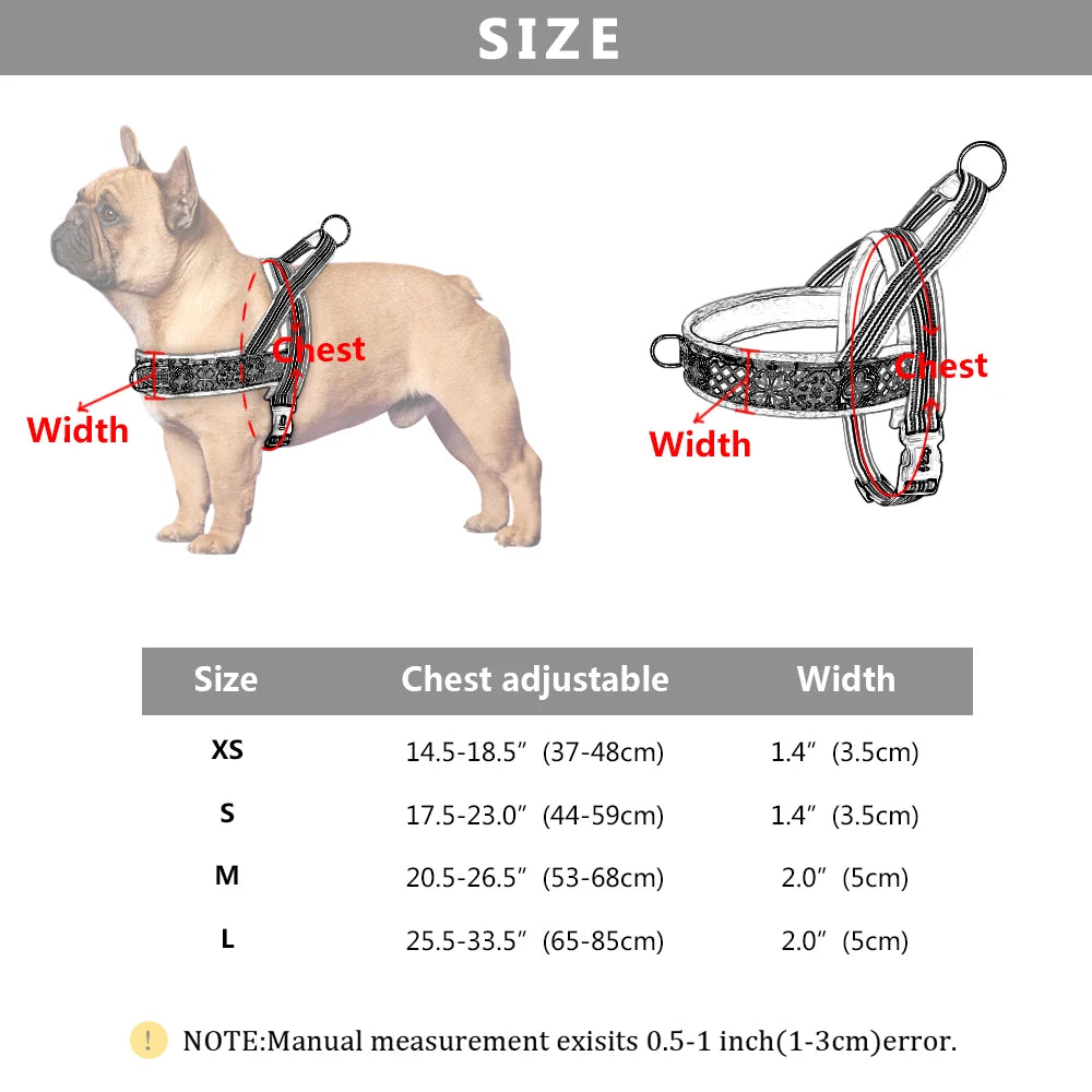 Reflective Dog Harness Soft Padded Colorful Print With Handle