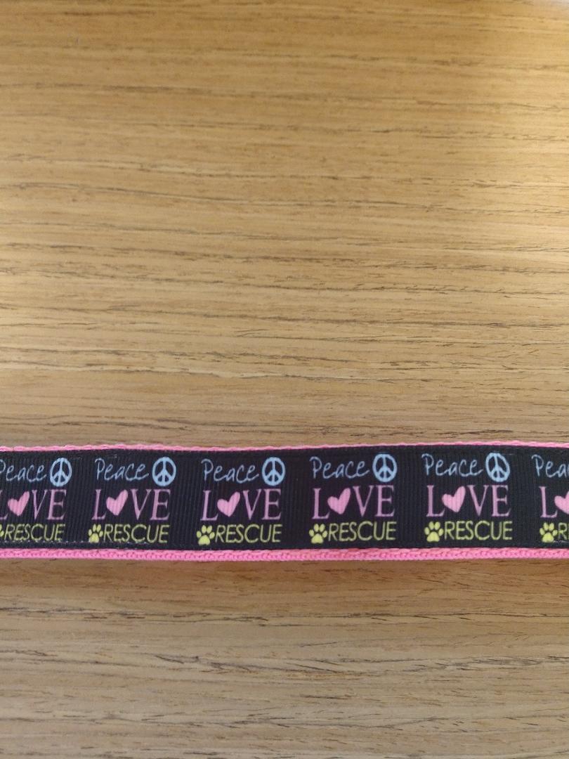 Martingale Collar Peace Love and Rescue Pink