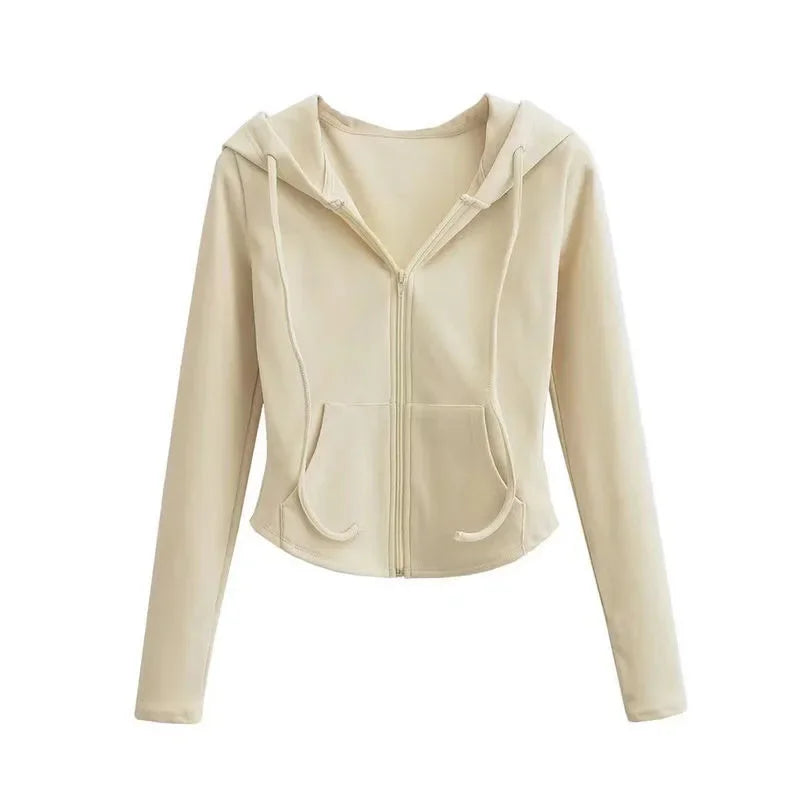 Lucyever Y2K Slim Fit Cropped Zip-Up Hoodie