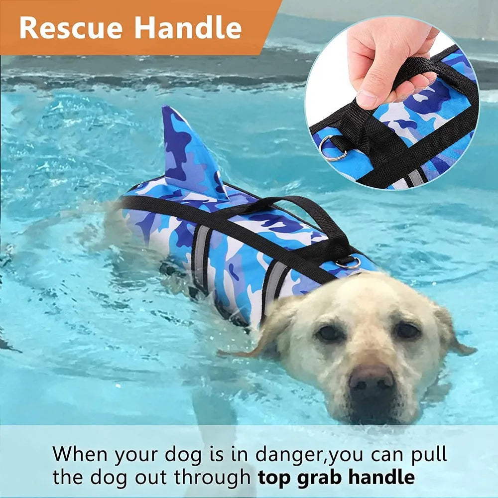 Shark Fin Dog Life Vest - Camouflage Swimwear