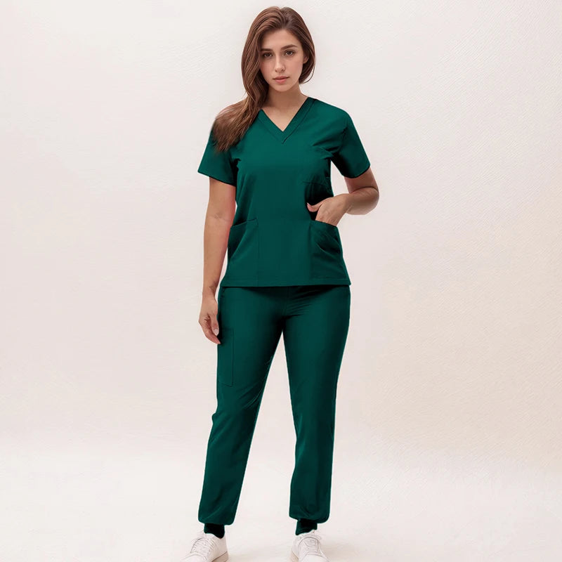 Nurse Uniforms V-neck Scrub Sets Surgical Workwear