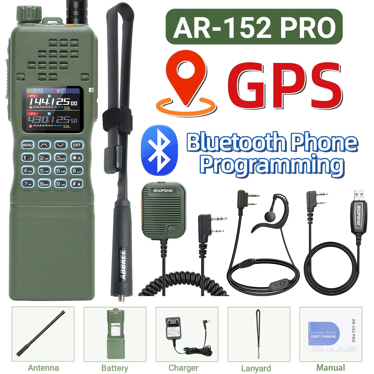 BAOFENG AR-152 PRO 10W GPS Bluetooth Programming