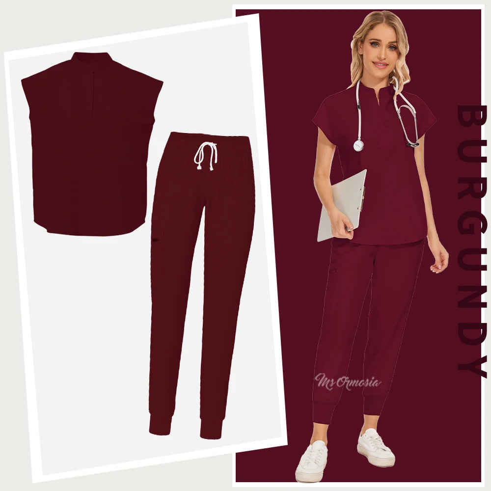 Women's Medical Uniform Elastic Scrub Set
