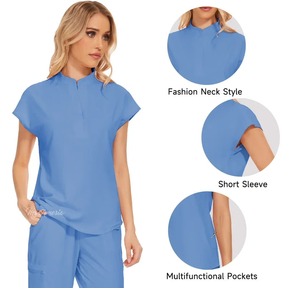 Women's Medical Uniform Elastic Scrub Set