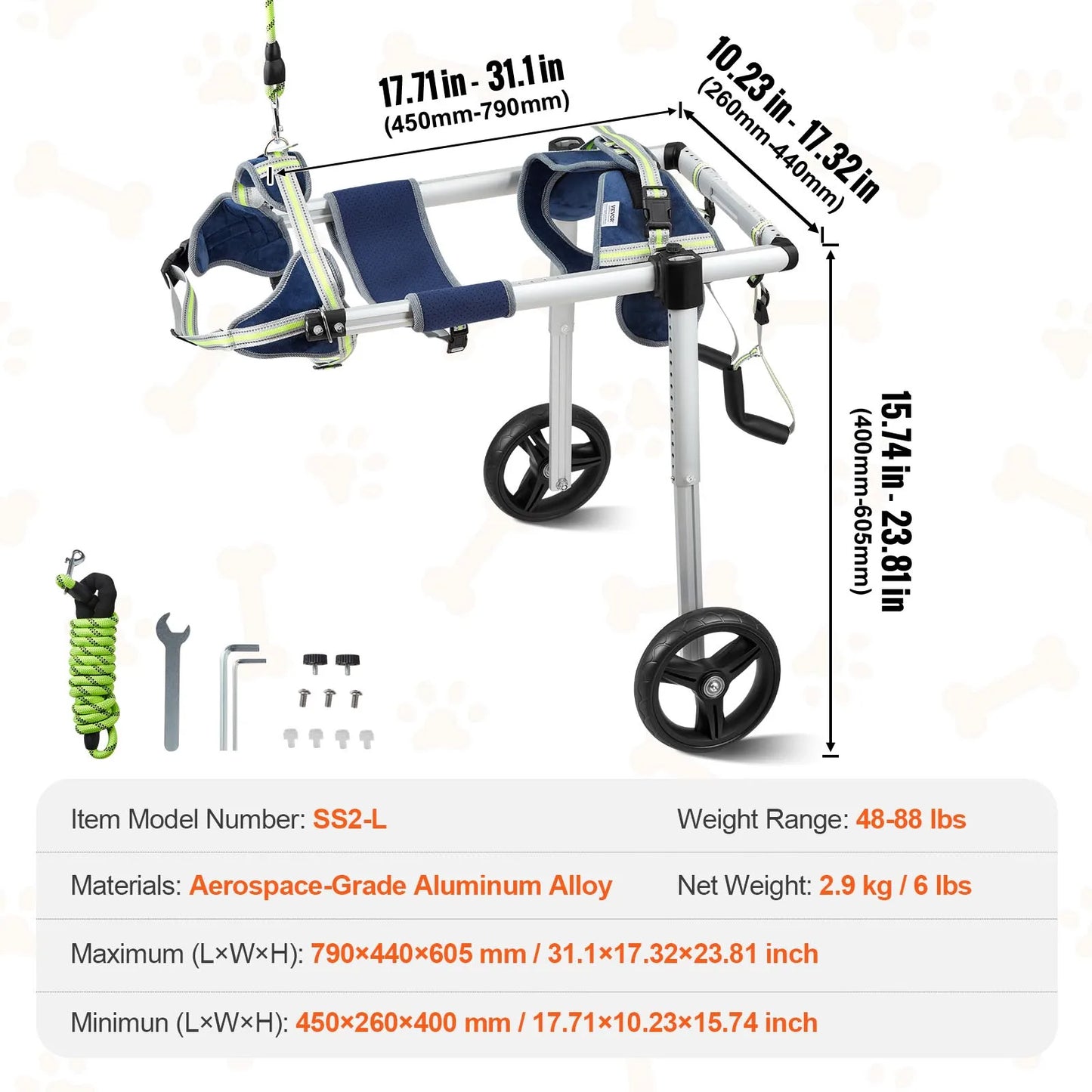 VEVOR Pet Freedom 2-Wheel Dog Wheelchair