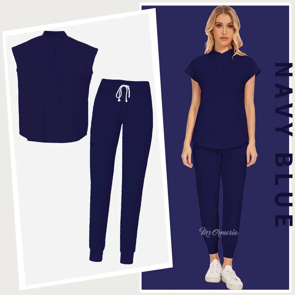 Women's Medical Uniform Elastic Scrub Set
