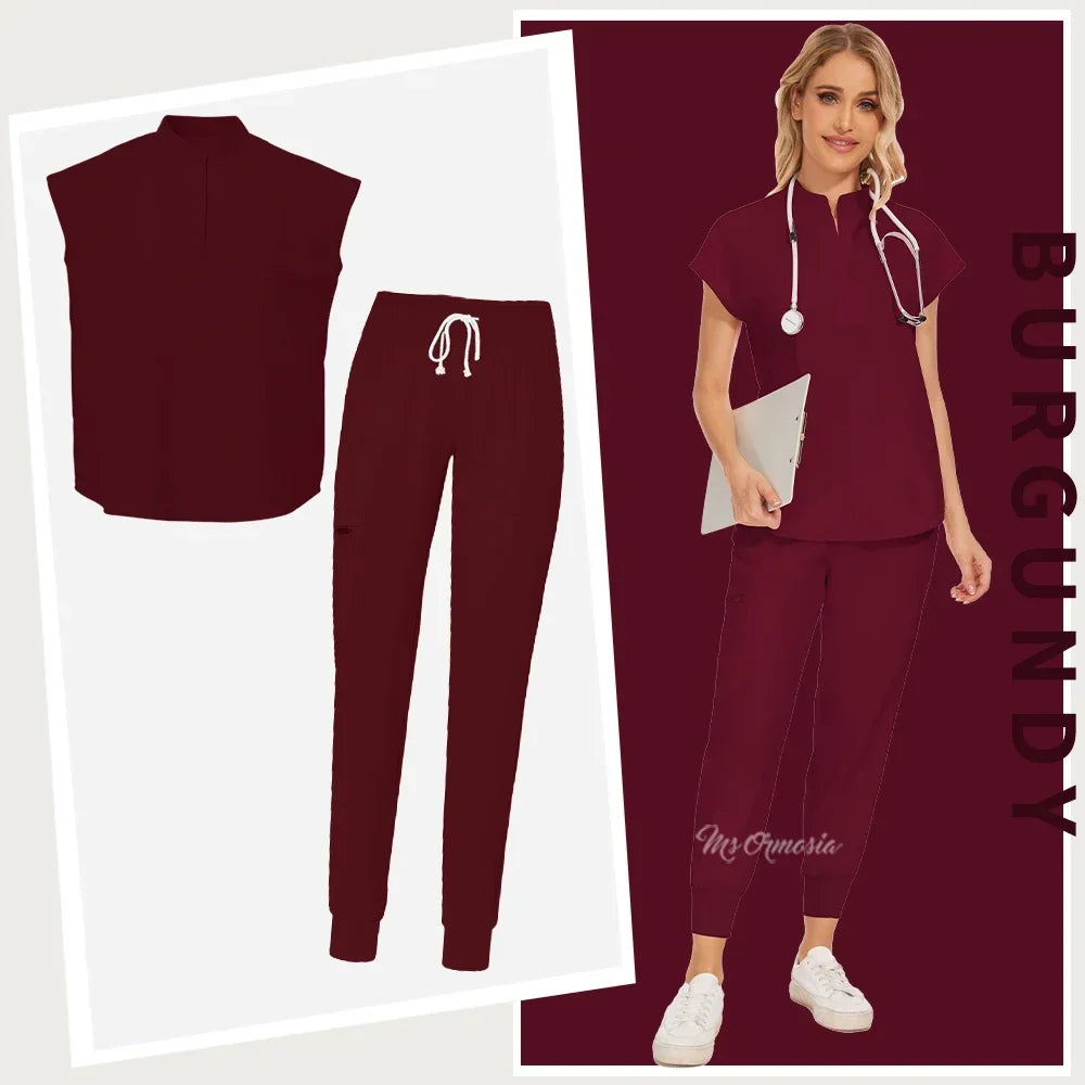 Women's Medical Uniform Elastic Scrub Set