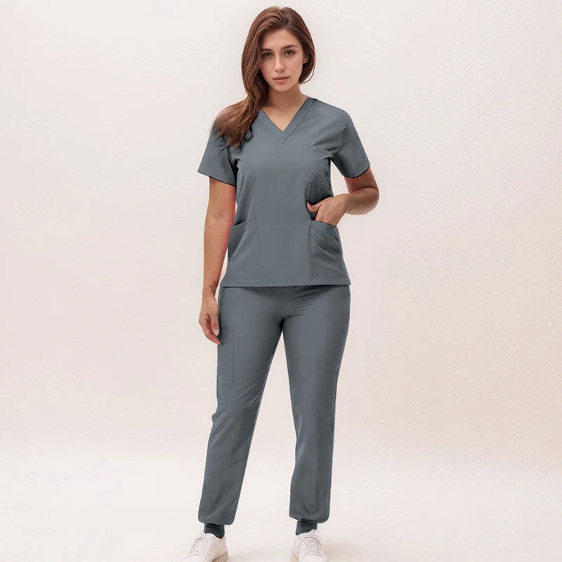 Nurse Uniforms V-neck Scrub Sets Surgical Workwear