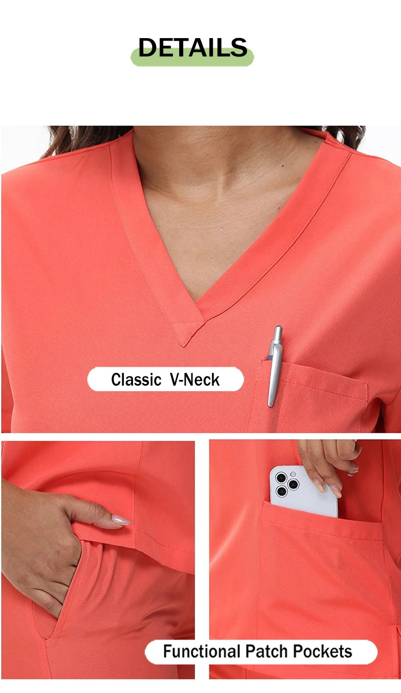 Nurse Uniforms V-neck Scrub Sets Surgical Workwear
