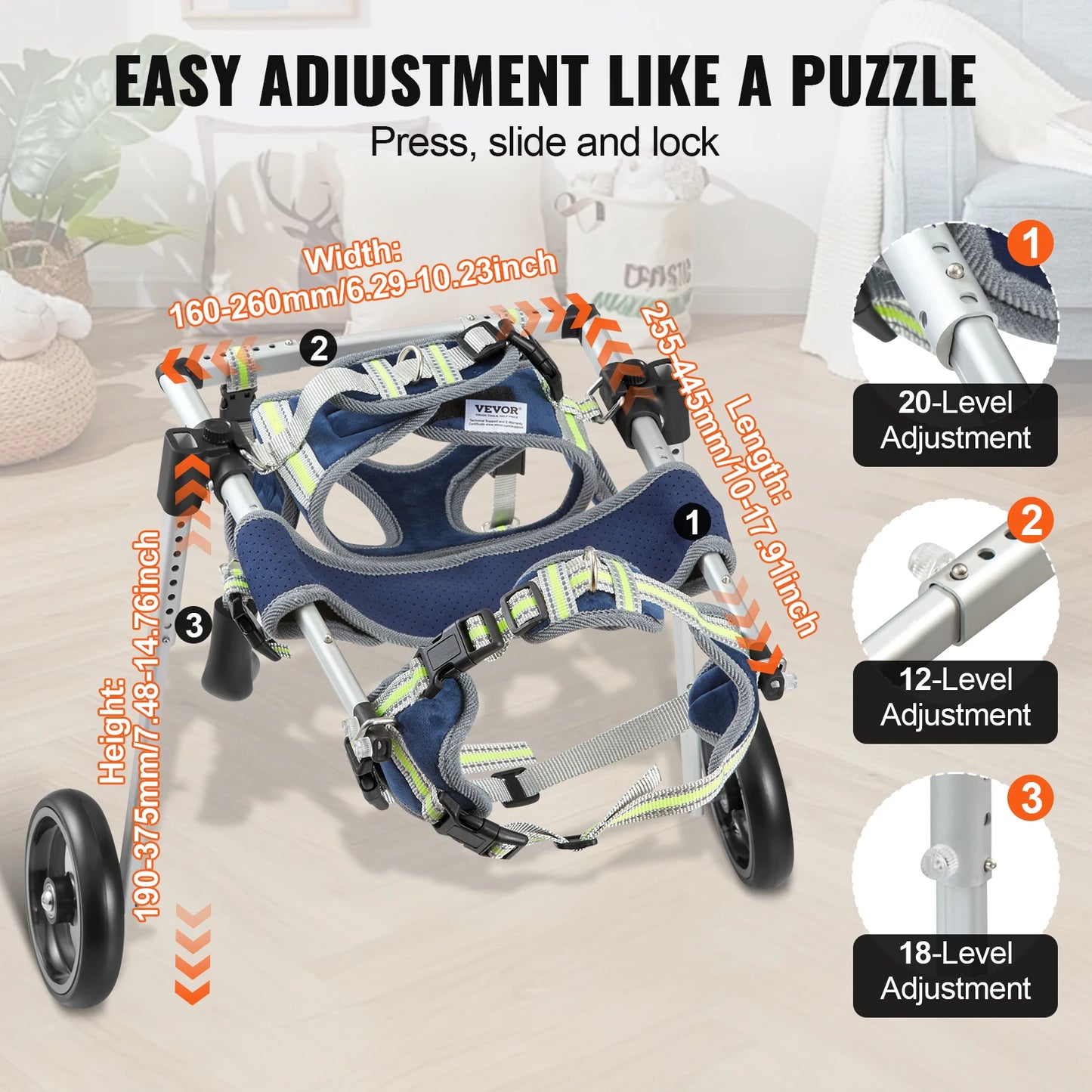VEVOR Pet Freedom 2-Wheel Dog Wheelchair