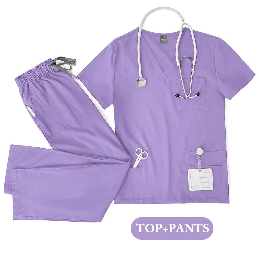Unisex Medical Uniforms Scrubs Top Pants