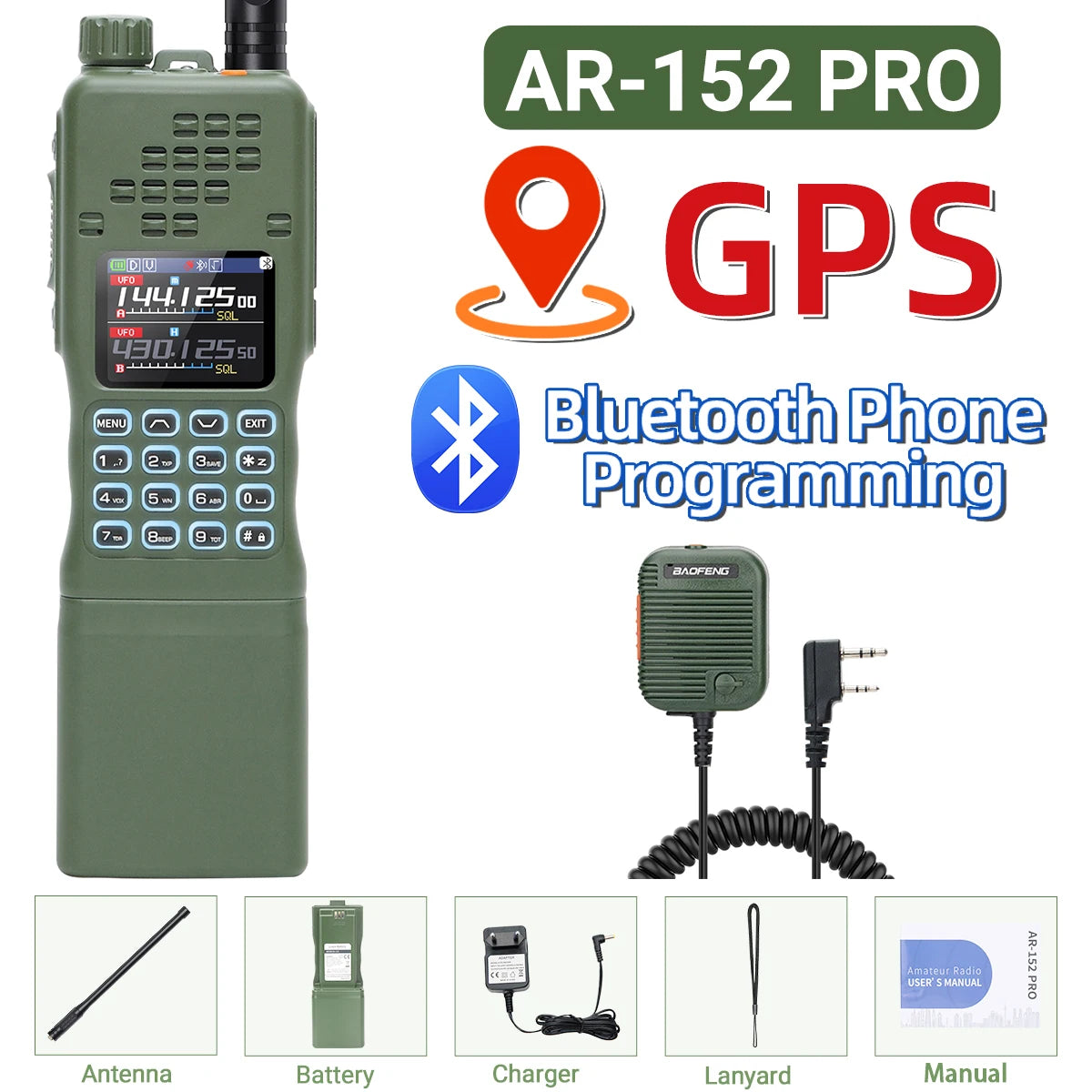 BAOFENG AR-152 PRO 10W GPS Bluetooth Programming