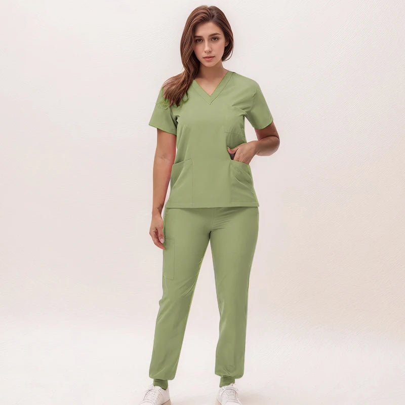 Nurse Uniforms V-neck Scrub Sets Surgical Workwear