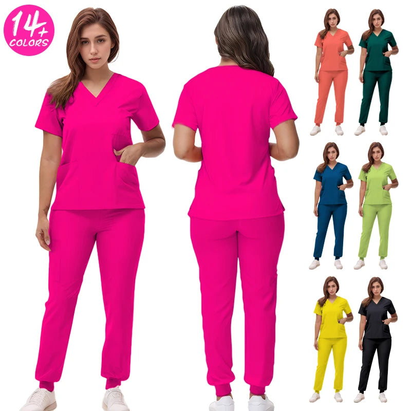 Nurse Uniforms V-neck Scrub Sets Surgical Workwear