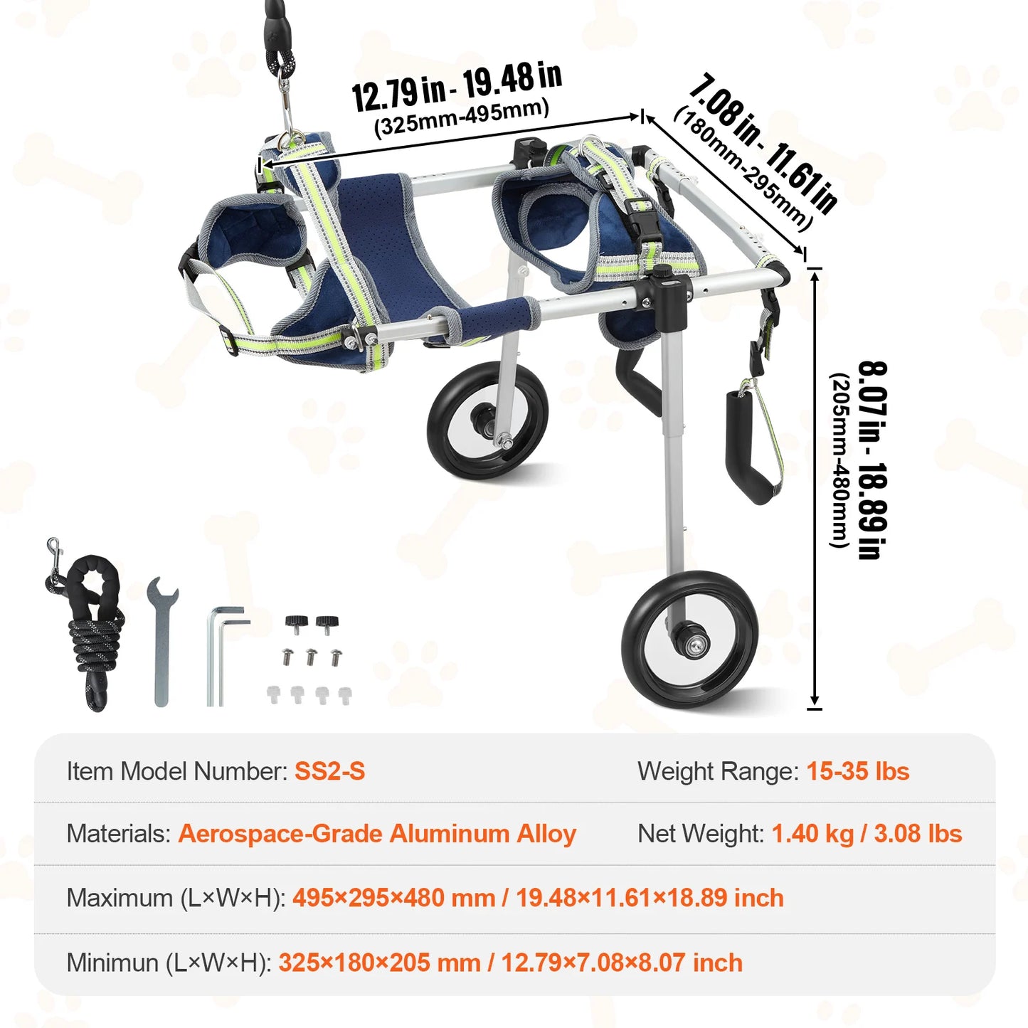 VEVOR Pet Freedom 2-Wheel Dog Wheelchair