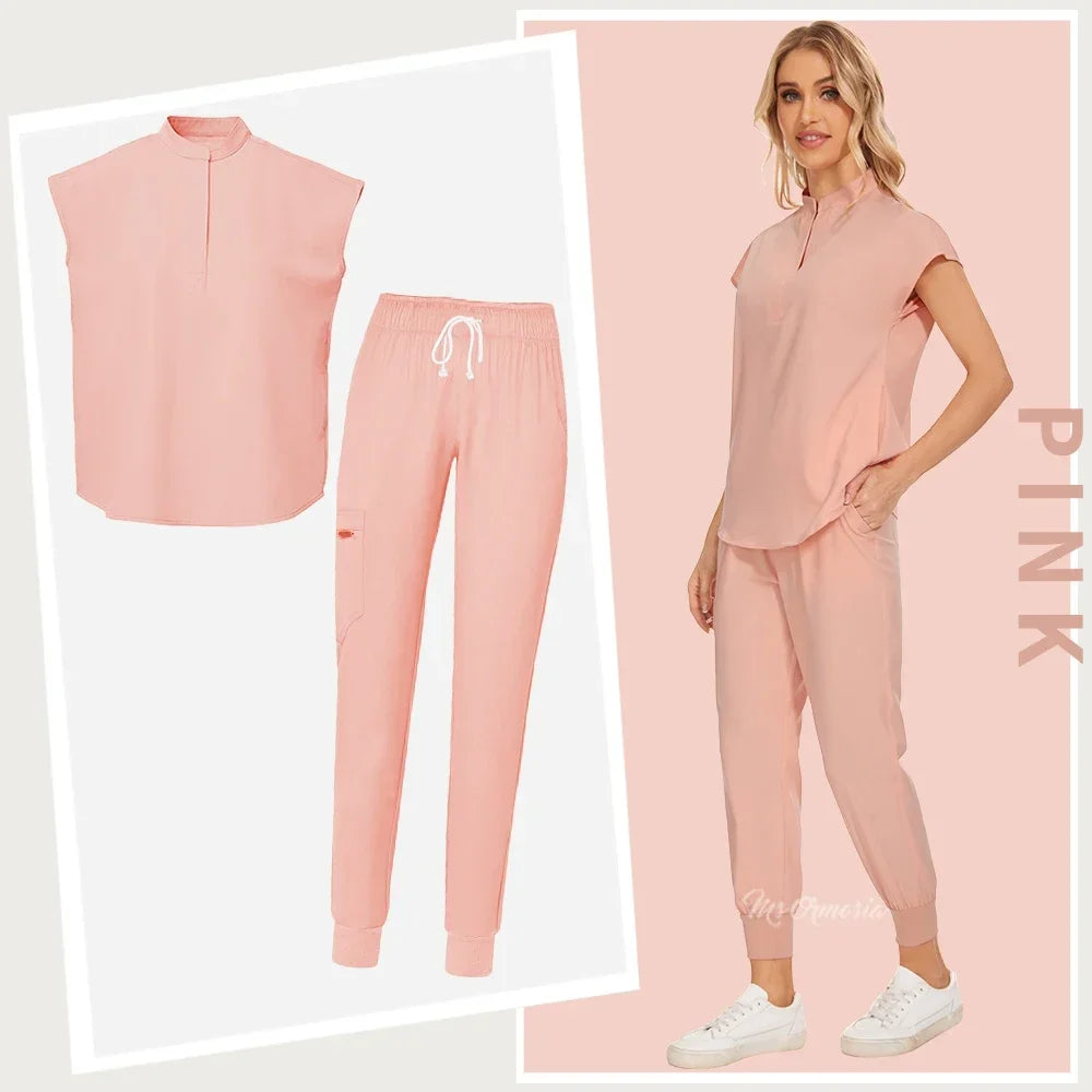Women's Medical Uniform Elastic Scrub Set