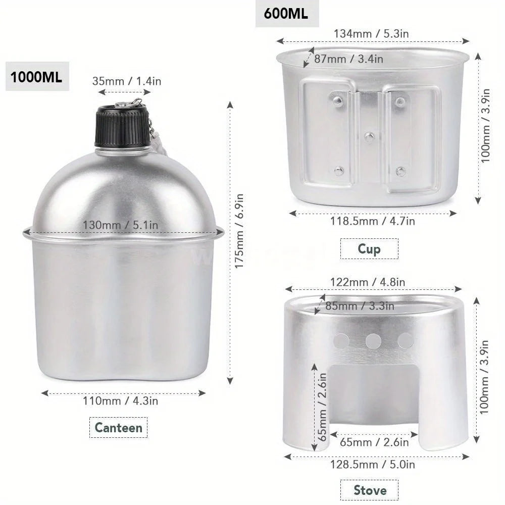 4 pcs/set,Military Canteen Cookware