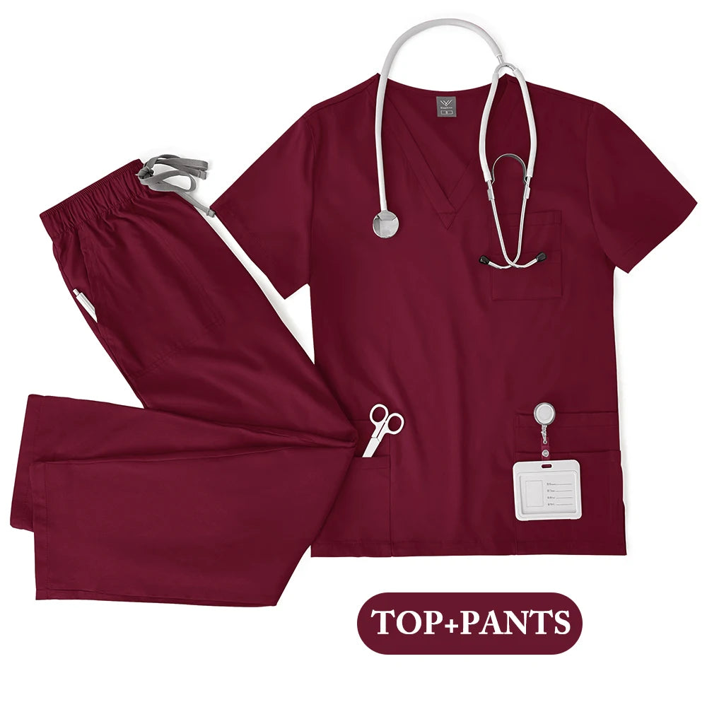 Unisex Medical Uniforms Scrubs Top Pants