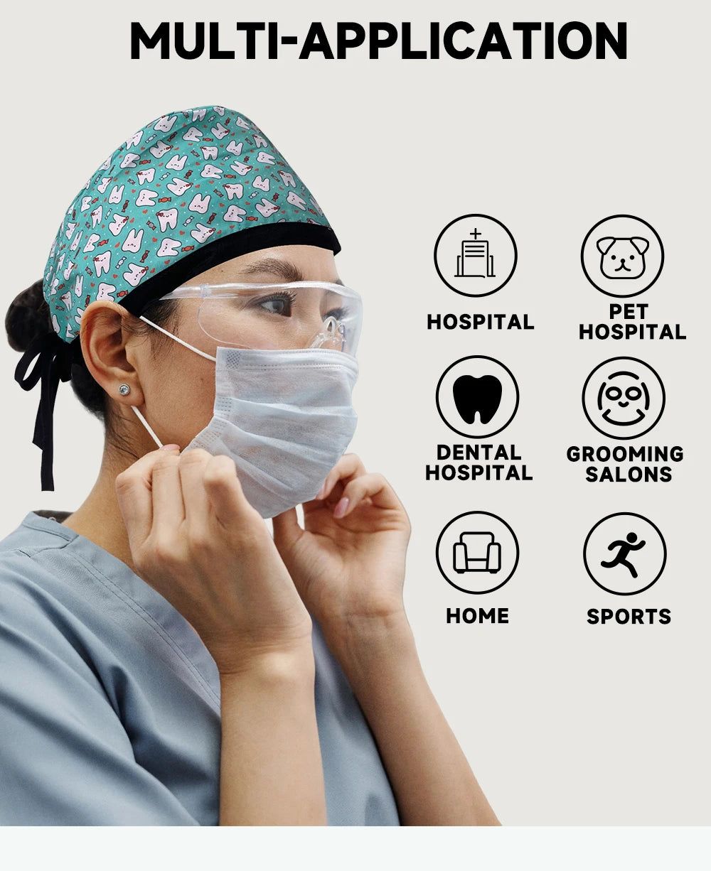 Cartoon Print Medical Scrub Cap