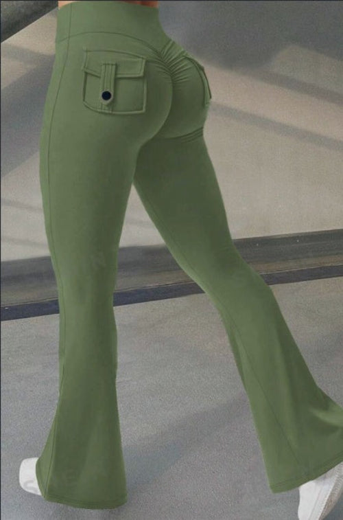 Yoga Fitness Flared Pants With Pockets Ins Fashion Slim High Waist
