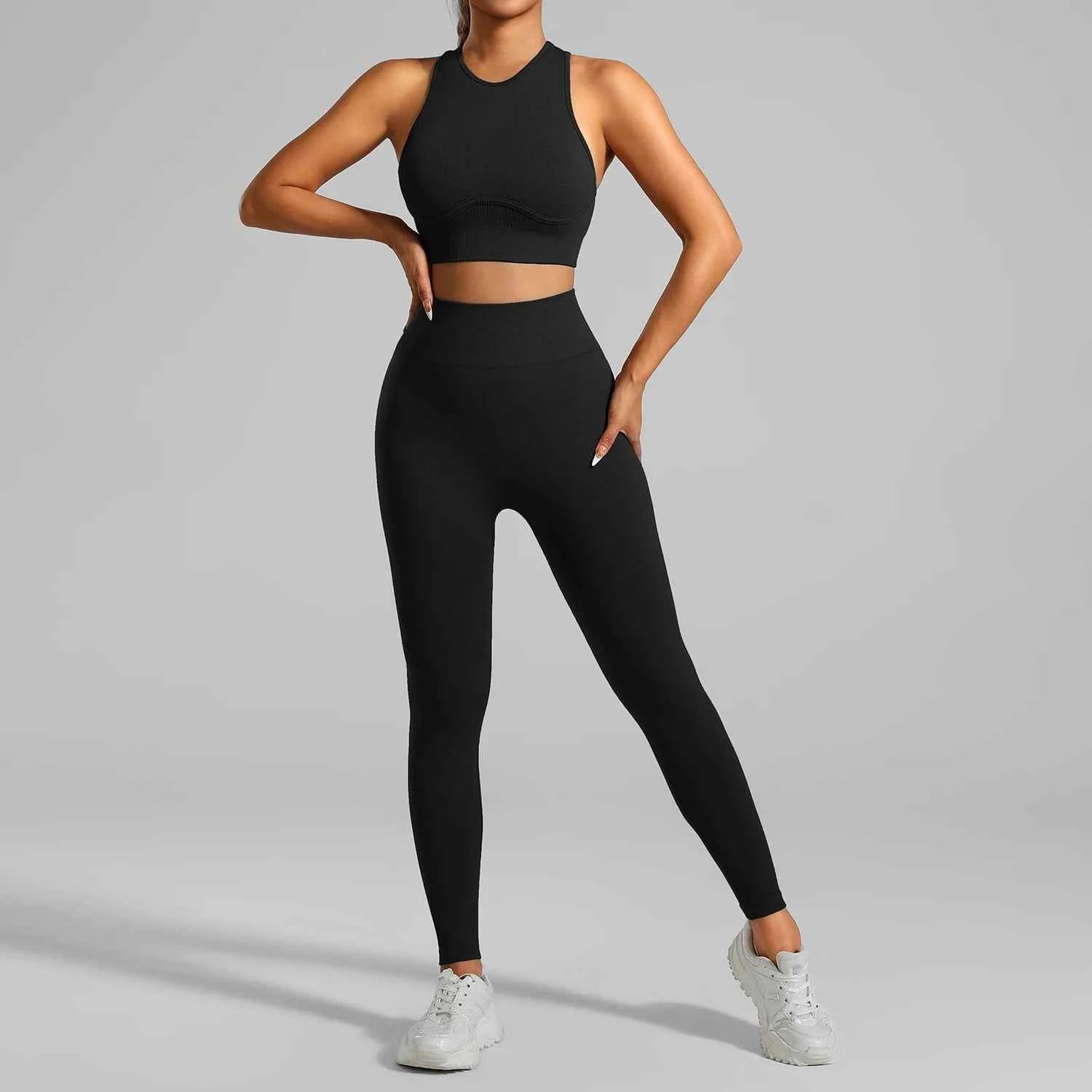 Seamless Ribbed High Waisted Yoga Set