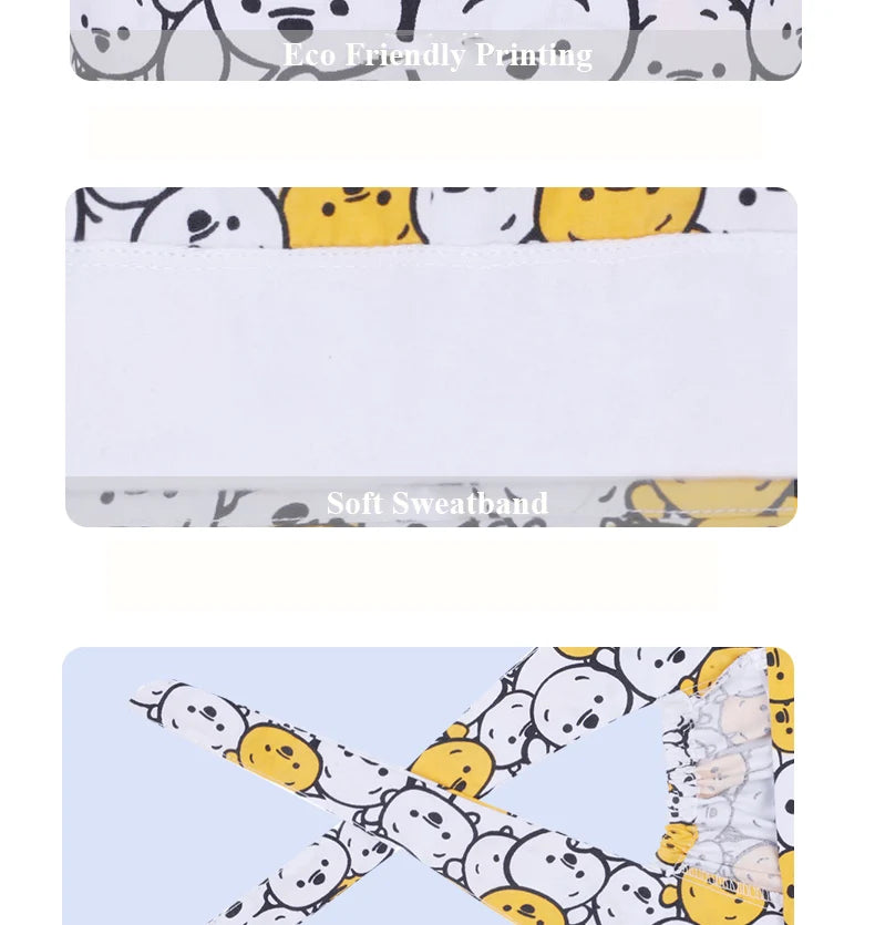 Cute Bear Print Surgical Caps for Long Hair