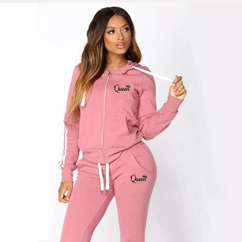 ChicStride: Women's Striped Hoodie & Jogger Set