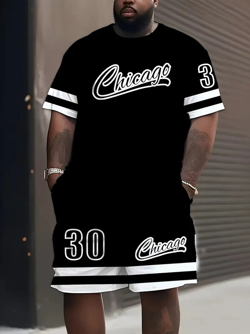 Plus Size Men's Basketball Sports Set - Breathable 2-Piece