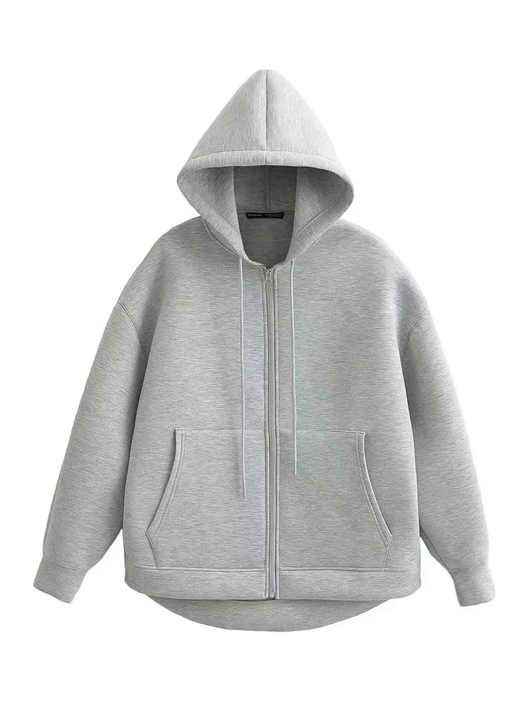Chic Winter Women's Oversized Zipper Hoodie Coat