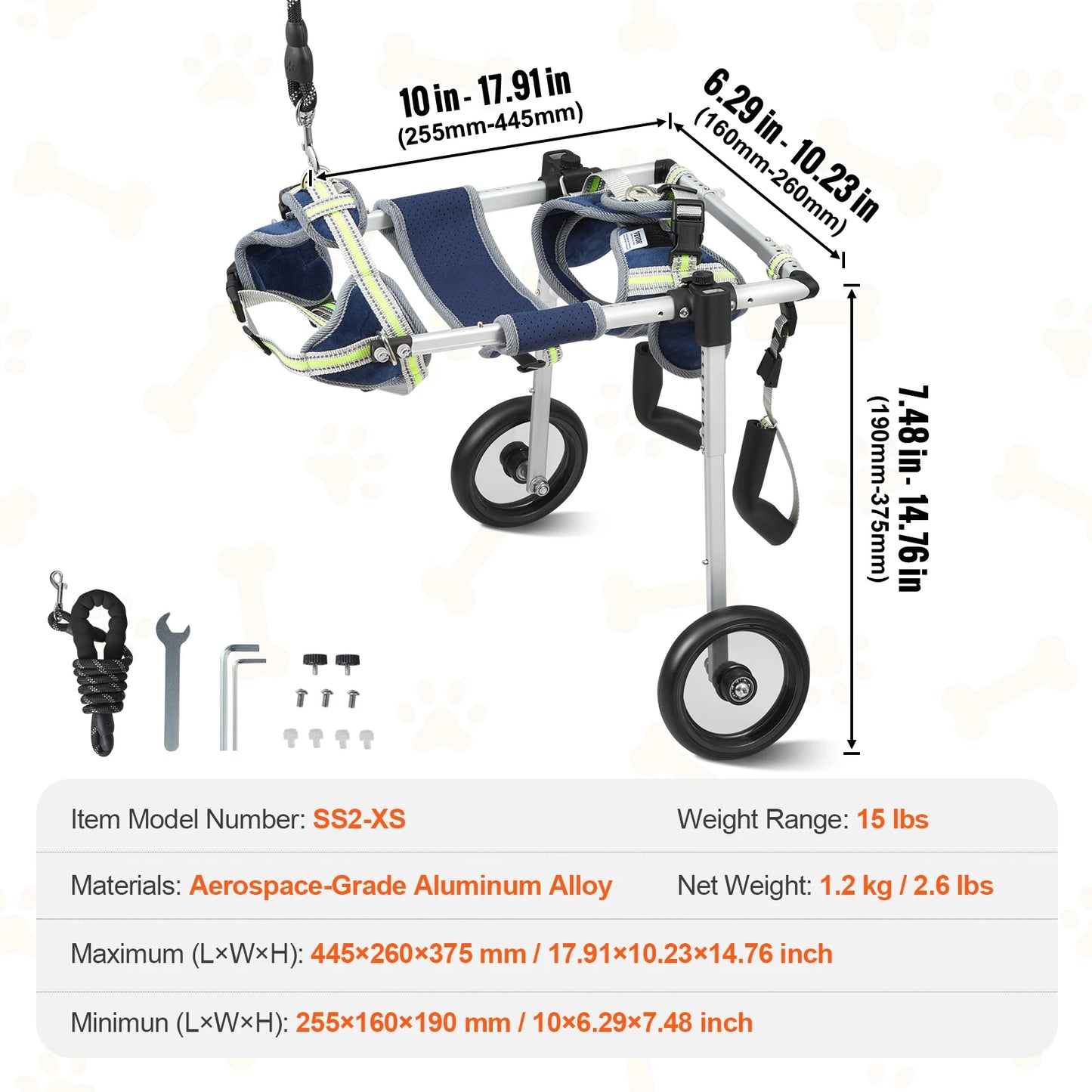 VEVOR Pet Freedom 2-Wheel Dog Wheelchair