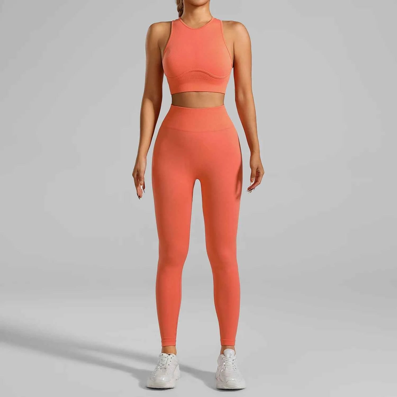 Seamless Ribbed High Waisted Yoga Set