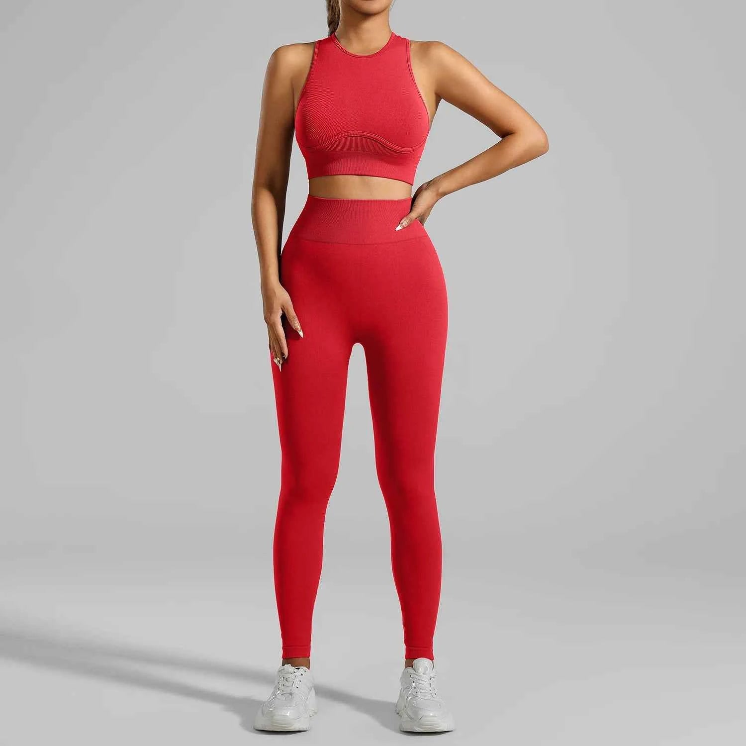Seamless Ribbed High Waisted Yoga Set