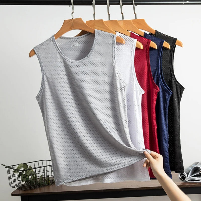 Men Ice Silk Tank Tops