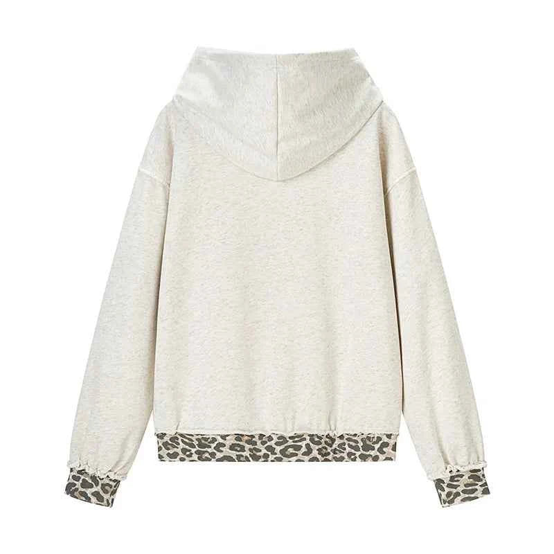 Leopard Patchwork Hooded Commuter Sweatshirt