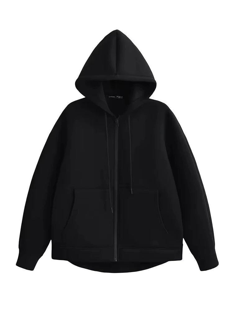 Chic Winter Women's Oversized Zipper Hoodie Coat