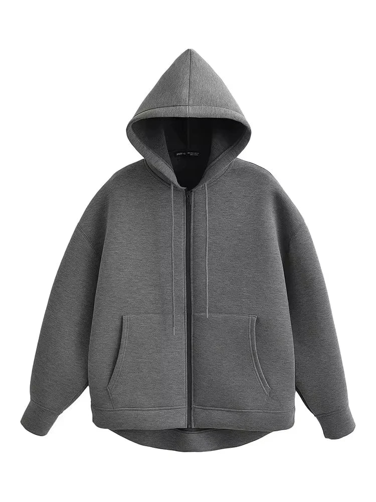 Chic Winter Women's Oversized Zipper Hoodie Coat