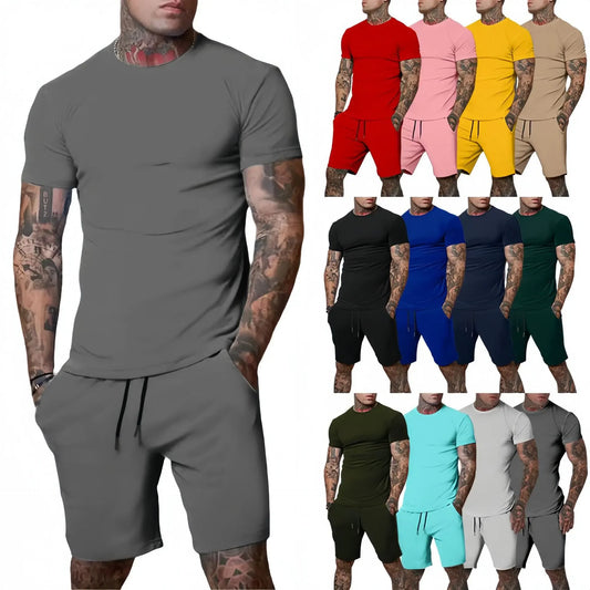 Men's Breathable Summer Sportswear Set - T-Shirt & Shorts