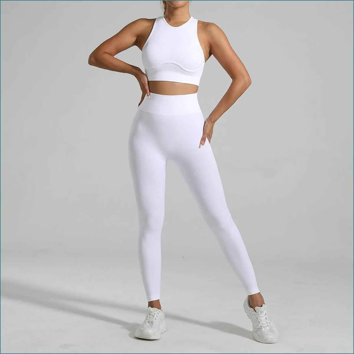 Seamless Ribbed High Waisted Yoga Set