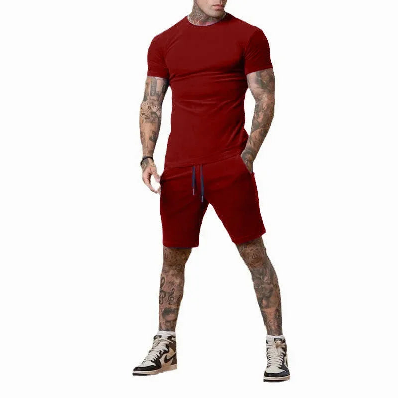 Men's Breathable Summer Sportswear Set - T-Shirt & Shorts