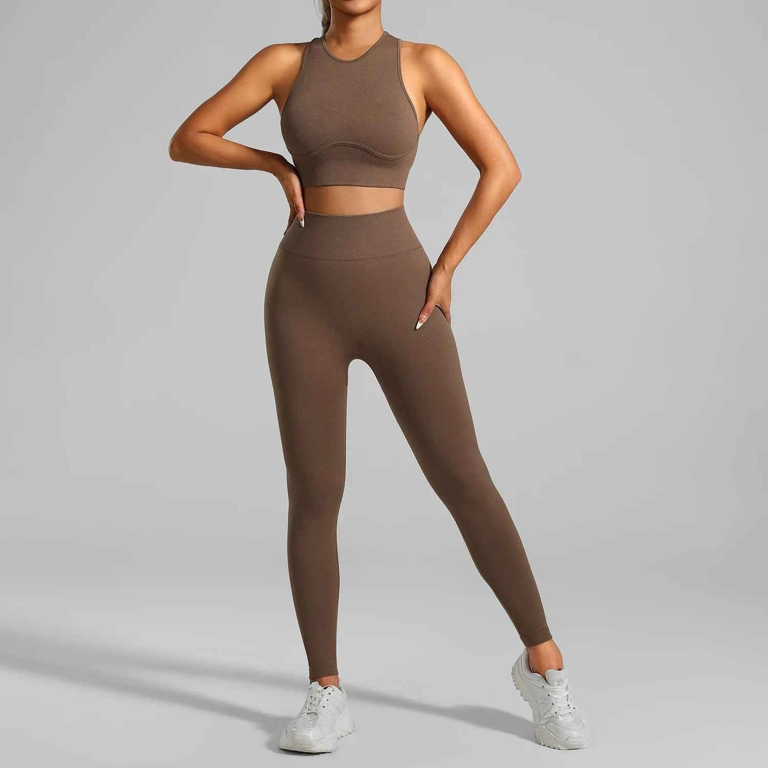 Seamless Ribbed High Waisted Yoga Set