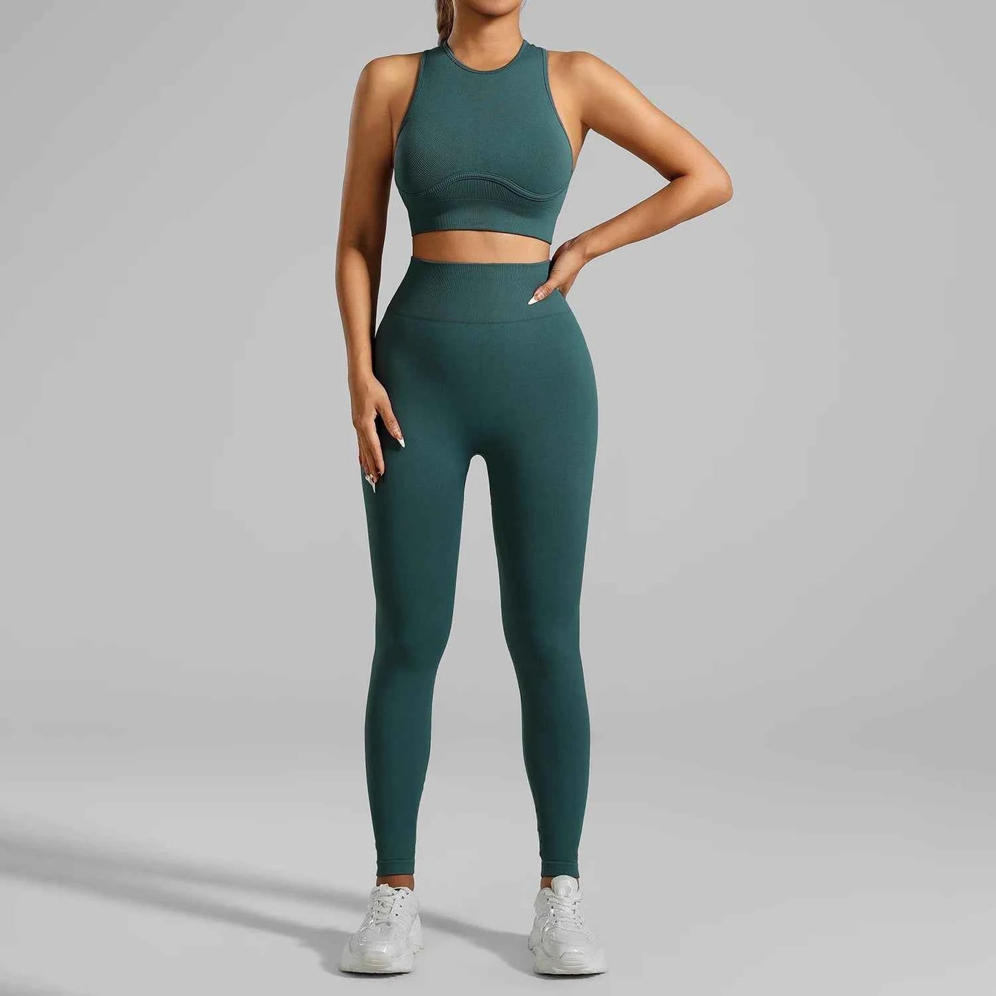 Seamless Ribbed High Waisted Yoga Set