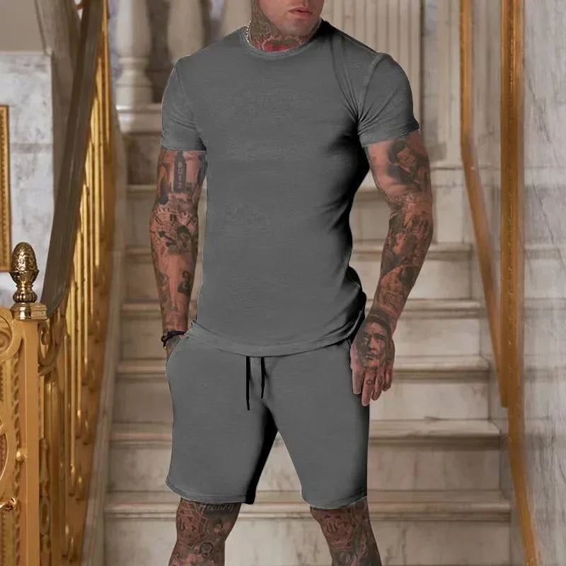 Men's Breathable Summer Sportswear Set - T-Shirt & Shorts