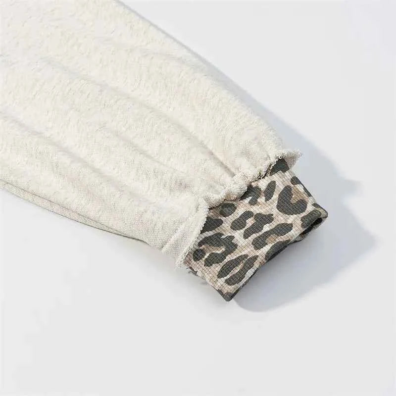 Leopard Patchwork Hooded Commuter Sweatshirt