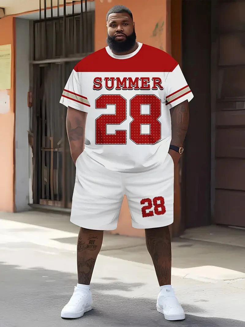 Plus Size Men's Basketball Sports Set - Breathable 2-Piece